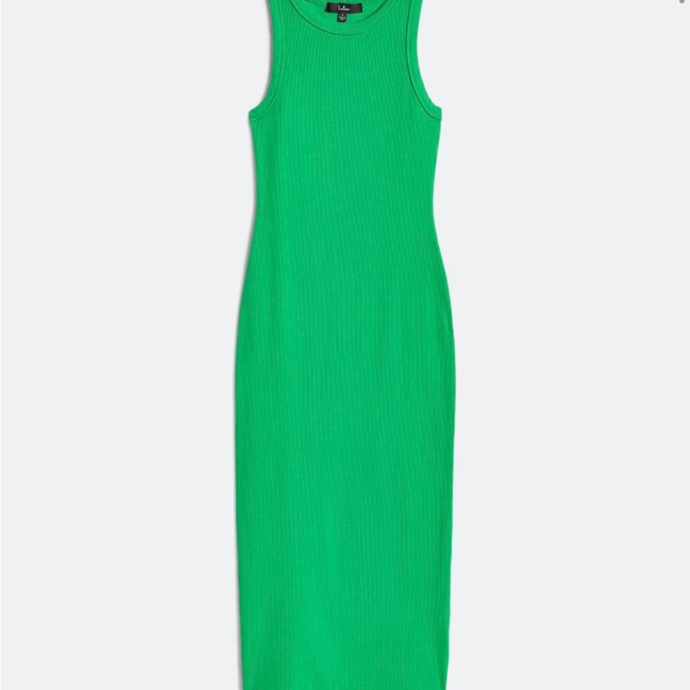 Lulu's Vibrant Green Ribbed Midi Dress
